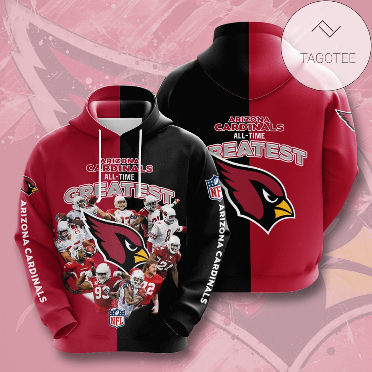 Arizona Cardinals All Time Greatest 3D Printed Hoodie Zipper Hooded Jacket
