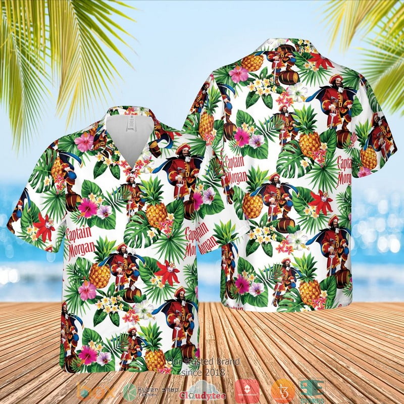 Captain Morgan Tropical Hawaian Summer Outfit Aloha Beach Shirt