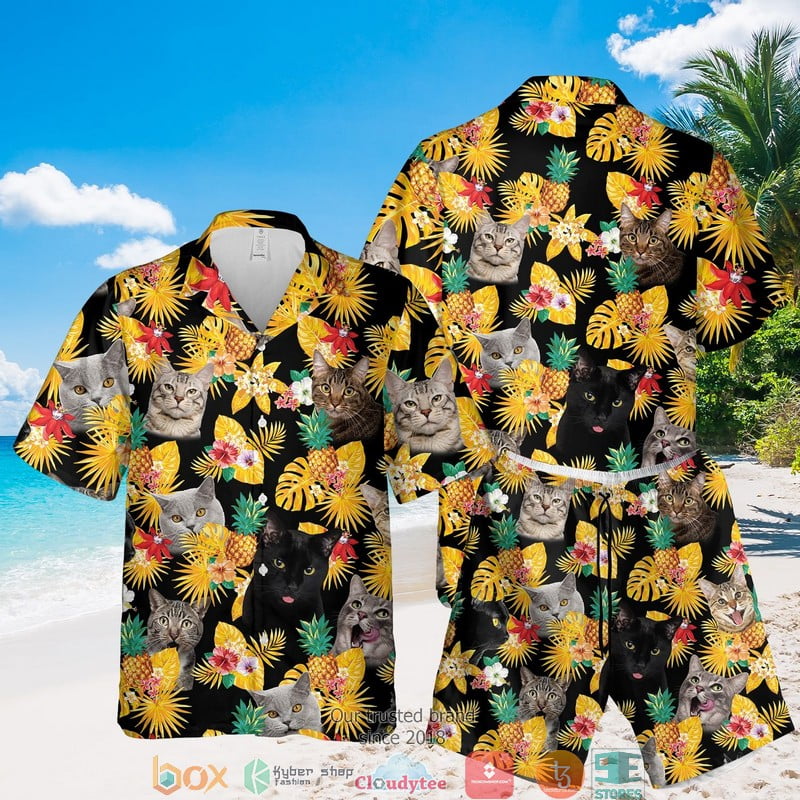 Cat Lovers Tropical Hawaian Summer Outfit Aloha Beach Shirt