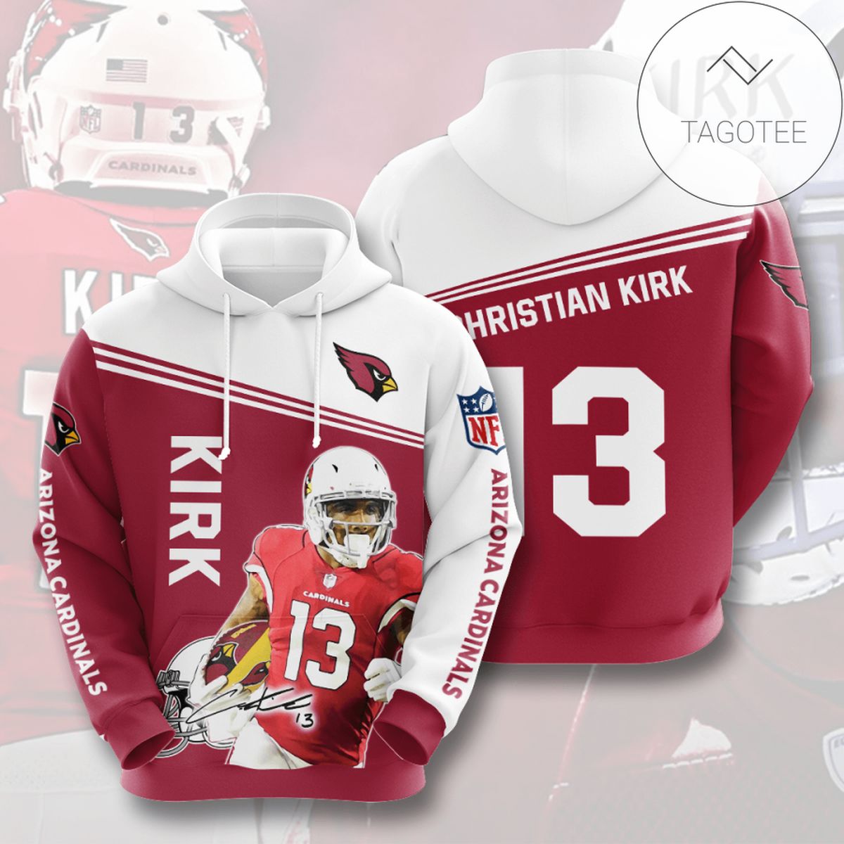Christian Kirk Arizona Cardinals 3D Printed Hoodie Zipper Hooded Jacket