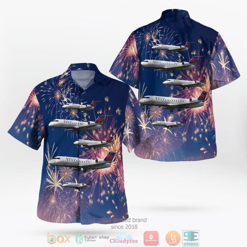 Endeavor Air CRJ 200 Fireworks Aloha Shirt Aloha Beach Shirt