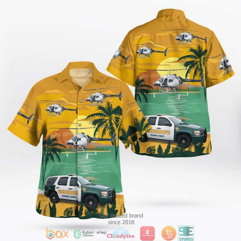 Escambia County Sheriff Chevrolet Tahoe PPV & Bell OH-58C Kiowa 3D Hawaii Shirt Aloha Beach Shirt