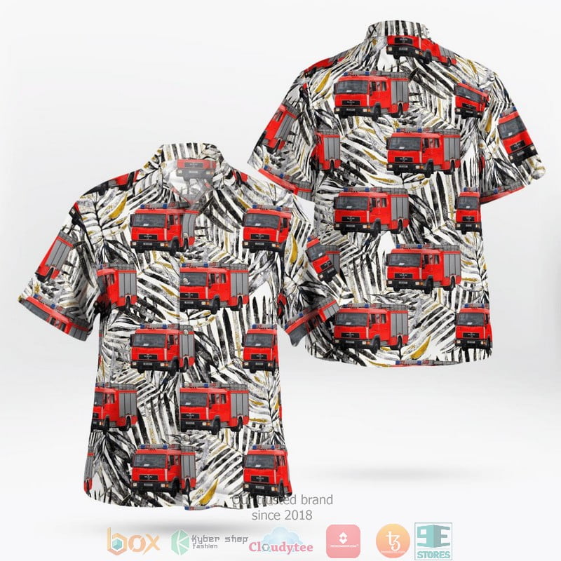 Germany Berlin Fire Brigade Berliner Feuerwehr LHF 16-12 Hawaii 3D Shirt Aloha Beach Shirt