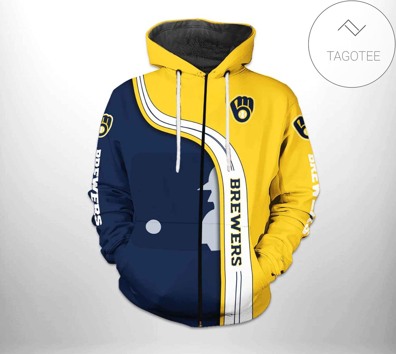 Milwaukee Brewers MLB Team 3D Printed Hoodie Zipper Hooded Jacket