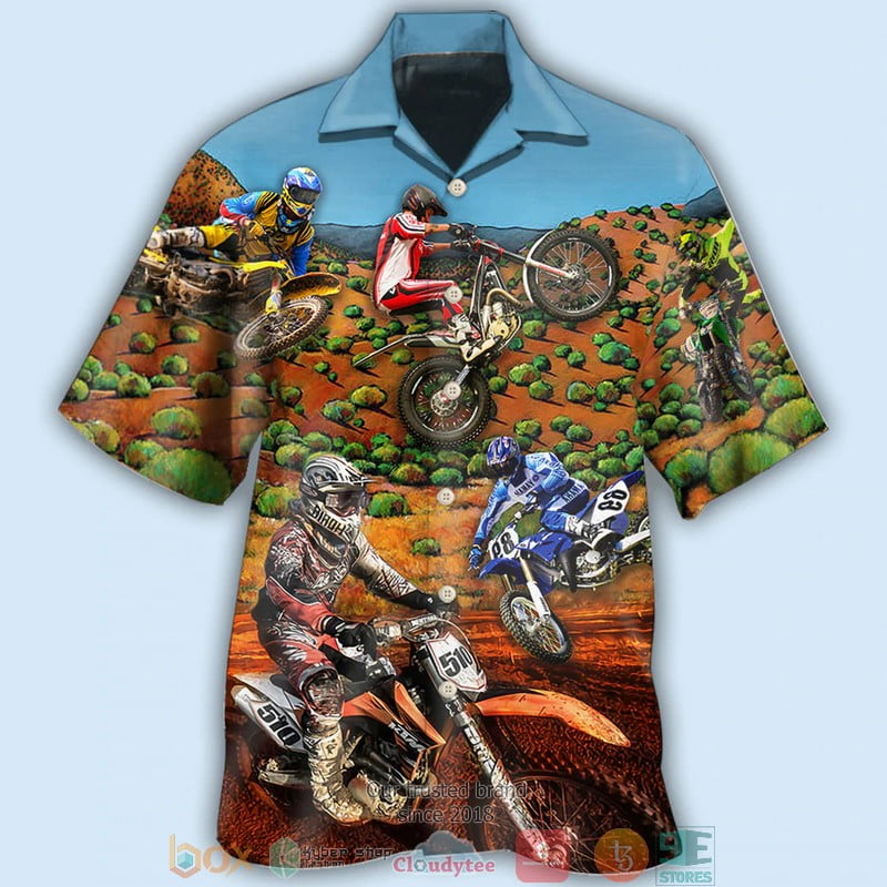 Motocross Dirt Bike Make Dirt Flying Pattern Hawaiian Shirt Aloha Beach Shirt