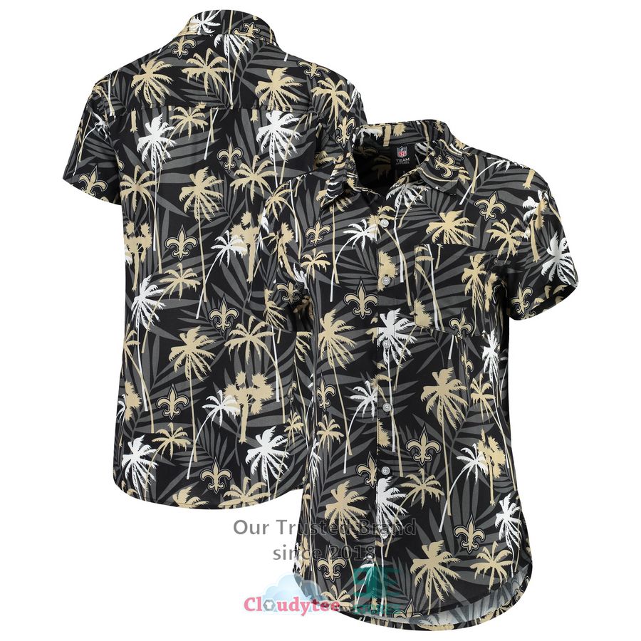 New Orleans Saints Women’S Floral Harmonic Black Hawaiian Shirt Aloha Beach Shirt