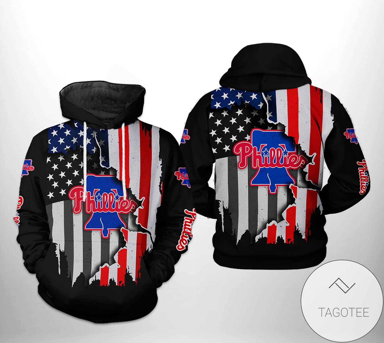 Philadelphia Phillies MLB US Flag 3D Printed Hoodie Zipper Hooded Jacket