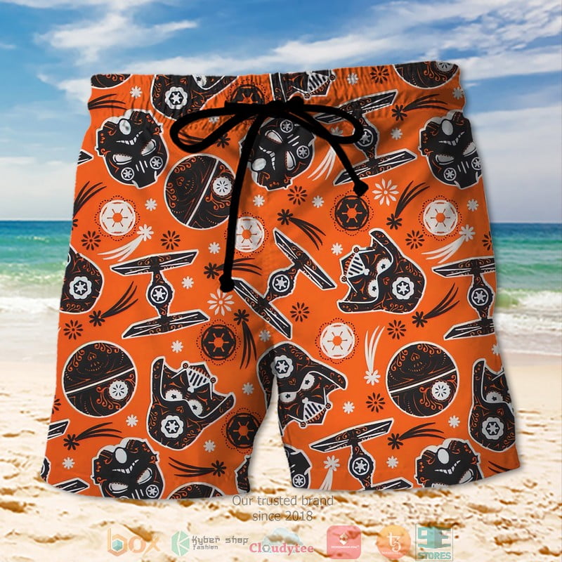 s Darth Vader Orange Beach Short Aloha Beach Shirt