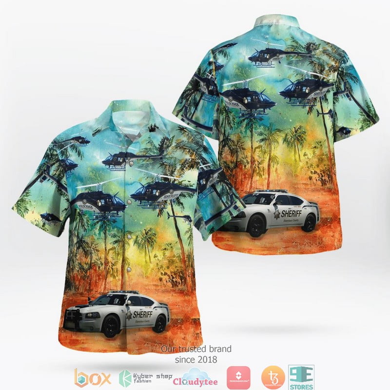 Stanislaus County Sheriff Car & 1972 Bell 206B Jetranger II Helicopter N206BG 5 Hawaii 3D Shirt Aloha Beach Shirt